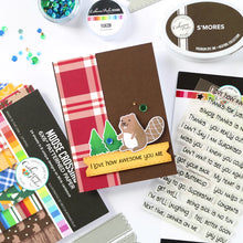 Load image into Gallery viewer, Catherine Pooler - Patterned Paper - Moose Crossing. Oh the beauty of the land and heritage of Canada! The Moose Crossing Patterned Paper celebrates this with patterns including moose, mountains, inuksuks, bears, woodgrain and maple leaves. Available at Embellish Away located in Bowmanville Ontario Canada. card by brand ambassador.