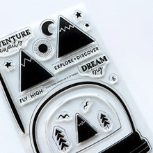 Load image into Gallery viewer, Catherine Pooler - Stamps - Snow Globe Adventure. Where to? Let's take a snow globe adventure! Build the perfect snow globe scene with the Snow Globe Adventure Stamp Set. For more design options, mix in images from the Dream Away Sentiments Stamp Set to make your adventure even more exciting. Pair with the Snow Globe Adventure Dies for all of your shaker card layering dreams. Each sold separately. Designed by Becca Bonneville. Available at Embellish Away located in Bowmanville Ontario Canada.