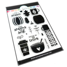 Cargar imagen en el visor de la galería, Catherine Pooler - Stamps and Dies Set - Pumpkin Season. Autumnal icons like hot beverage mugs and thermos, falling leaves, twigs, bowls and of course a layering pumpkin stamp. Use one of the nine (9) dies in the The Pumpkin Season Dies Set. Available at Embellish Away located in Bowmanville Ontario Canada.