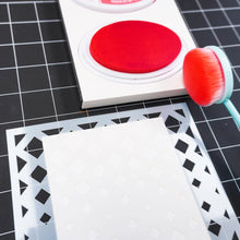 Cargar imagen en el visor de la galería, Catherine Pooler - Stencil - Gradient Diamond. Add beautiful pattern and texture to your cards with the Gradient Diamond Stencil. Try blending the pattern with a soft Spa ink color for a subtle effect or add a glittery medium for extra pizzaz! Stencil is 6 x 6" in size. Available at Embellish Away located in Bowmanville Ontario Canada.