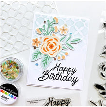 Charger l'image dans la galerie, Catherine Pooler - Stencil - Tiled Up. Create a repeating geometric pattern on your card or project with the Tiled Up Stencil. Available at Embellish Away located in Bowmanville Ontario Canada. Example by brand ambassador.