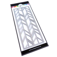 Load image into Gallery viewer, Catherine pooler - Slimline Die - Chevron. Easy to use die with it's classic, repeating chevron pattern, this die will bring beautiful texture to your card background and be lots of fun for inlaid die cut technique lovers. This die is sized to fit our recommended 8.5" x 3.5" base slimline cards. Available at Embellish Away located in Bowmanville Ontario Canada.