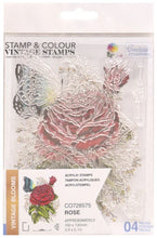 Cargar imagen en el visor de la galería, Couture Creations - Stamp and Colour - Rose. This beautiful four piece Rose Stamp and Colour Set which is part of the “Vintage Blooms” collection will make a great addition and will be perfect for cards and projects. Approx. 100 x 130mm | 3.9 x 5.1in. Available at Embellish Away located in Bowmanville Ontario Canada.