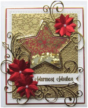 Cargar imagen en el visor de la galería, Creative Expressions - Dies - Festive Collection - Poinsettia Star. Craft Dies by Sue Wilson are an elegant collection of high quality steel designs designed to co-ordinate with each other. Size approx. 4.5" x 4.5". Available at Embellish Away located in Bowmanville Ontario Canada. Card by brand ambassador.