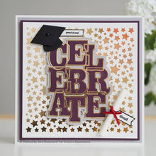 Cargar imagen en el visor de la galería, Creative Expressions - Sue Wilson Big Bold Words Celebrate Craft Die & Stamp. An elegant collection of high quality steel dies designed to coordinate with each other. Number of designs: 3 dies, 10 stamps Size: Largest 4.3 x 5.6 inches; Smallest 1.3 x 0.4 inches Available at Embellish Away located in Bowmanville Ontario Canada. Card by Sara Rosamond.