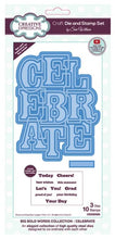 Cargar imagen en el visor de la galería, Creative Expressions - Sue Wilson Big Bold Words Celebrate Craft Die & Stamp. An elegant collection of high quality steel dies designed to coordinate with each other. Number of designs: 3 dies, 10 stamps Size: Largest 4.3 x 5.6 inches; Smallest 1.3 x 0.4 inches Available at Embellish Away located in Bowmanville Ontario Canada.