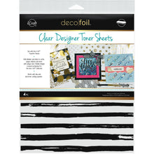 Cargar imagen en el visor de la galería, Add shimmer and shine to cards, pages, shakers and more! Works with dies and electronic cutting systems. These packages contain four 8.5x11 inch clear toner sheets. Comes in a variety of designs. Each sold separately. Made in USA. Currently Available: Distressed Lines and Doodles. Available at Embellish Away located in Bowmanville Ontario Canada.