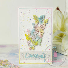 Load image into Gallery viewer, Dress My Craft - Water Droplet Embellishments - 8g - Rainbow Heart Assorted. These beautiful water looking droplets gives a clear and transparent look! Available at Embellish Away located in Bowmanville Ontario Canada. Card by brand ambassador.