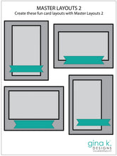 Load image into Gallery viewer, Gina K. Designs - Die - Masters Layouts 2. Master Layouts 2 is the second set in a series of card layout templates. These dies will help you cut perfect layers for front panels for A2 cards. Available at Embellish Away located in Bowmanville Ontario Canada.