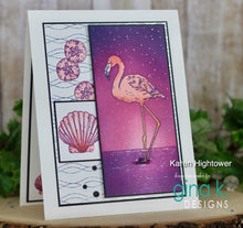 Cargar imagen en el visor de la galería, Gina K. Designs - Stamp & Die Set - Fabulous Flamingos. This set by Hannah Drapinski. This set is made of premium clear photopolymer and measures 6" X 8". Made in the USA. Available at Embellish Away located in Bowmanville Ontario Canada. Card example by brand ambassador.