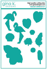 Cargar imagen en el visor de la galería, Gina K. Designs - Stamp & Die Set - Fabulous Flamingos. This set by Hannah Drapinski. This set is made of premium clear photopolymer and measures 6" X 8". Made in the USA. Available at Embellish Away located in Bowmanville Ontario Canada.
