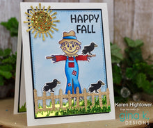 Charger l'image dans la galerie, Gina K. Designs - Stamps - Autumn Scarecrow. Autumn Scarecrow is a stamp set by Debrah Warner. This set is made of premium clear photopolymer and measures 6" X 8". Made in the USA. Available at Embellish Away located in Bowmanville Ontario Canada. Card design by Karen Hightower.