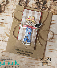 Charger l'image dans la galerie, Gina K. Designs - Stamps - Autumn Scarecrow. Autumn Scarecrow is a stamp set by Debrah Warner. This set is made of premium clear photopolymer and measures 6" X 8". Made in the USA. Available at Embellish Away located in Bowmanville Ontario Canada. Card design by Brand Ambassador.