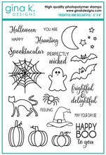 Cargar imagen en el visor de la galería, Gina K. Designs - Stamps - Frightful and Delightful. Frightful and Delightful is a stamp set by Beth Silika. This set is made of premium clear photopolymer and measures 6" X 8". Made in the USA. Available at Embellish Away located in Bowmanville Ontario Canada.
