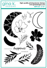 Cargar imagen en el visor de la galería, Gina K. Designs - Stamps - Happy Life. Happy Life is a stamp set by Lisa Hetrick. This set is made of premium clear photopolymer and measures 6" X 8". Made in the USA. Available at Embellish Away located in Bowmanville Ontario Canada.