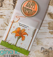 Cargar imagen en el visor de la galería, Gina K. Designs - Stamps - Treat Yourself. Treat Yourself is a stamp set by Lisa Hetrick. This set is made of premium clear photopolymer and measures 6" X 8". Made in the USA Coordinating die set sold separately. Available at Embellish Away located in Bowmanville Ontario Canada. Card design by brand ambassador.