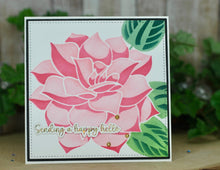 Charger l'image dans la galerie, Gina K. Designs - Stencil - Layered Peony. Gina K. Designs Art Screens can be used with ink, sprays, pastes, and gels to create beautiful backgrounds and images. Layer stencils together for more options. Available at Embellish Away located in Bowmanville Ontario Canada. Card example by brand ambassador.
