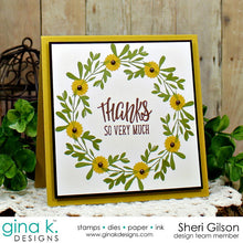 गैलरी व्यूवर में इमेज लोड करें, Gina K. designs - Stamps - Autumn Wreath Builder. The Autumn Wreath Builder Stamp set works with the Wreath Builder Templates. (sold separately) Available at Embellish Away located in Bowmanville Ontario Canada. Card example by brand ambassador.