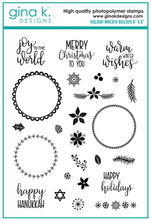 Load image into Gallery viewer, Gina K. designs - Stamps - Holiday Wreath Builder. The Holiday Wreath Builder Stamp set works with the Wreath Builder Templates. (sold separately Available at Embellish Away located in Bowmanville Ontario Canada.