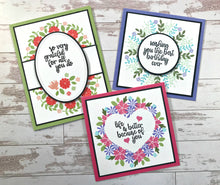 Load image into Gallery viewer, Gina K. designs - Stamps - Original Wreath Builder. The Original Wreath Builder stamp set contains images and greetings to create perfect wreath designs. Designed to go with the Wreath Builder Template sold separately. Available at Embellish Away located in Bowmanville Ontario Canada.