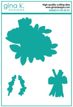 Cargar imagen en el visor de la galería, Gina K. Designs - Stamp & Die Set - Bunches Of Love. Bunches of Love is a stamp set by Arjita Singh. This stamp set is made of premium clear photopolymer and measures 6" X 8". Available at Embellish Away located in Bowmanville Ontario Canada.