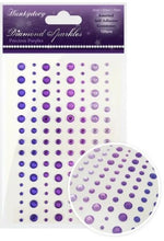 Load image into Gallery viewer, This stunning selection of brand new gemstones from Hunkydory Crafts is the perfect essential addition to your craft stash! The brand new packs include 3 different sizes – 3mm, 5mm and 7mm and include a range of colours. Available at Embellish Away located in Bowmanville Ontario Canada. Precious Purples