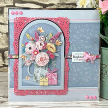 Load image into Gallery viewer, Hunkydory Crafts - Moonstone Dies - Filigree Florals. The Moonstone Dies – Filigree Florals is a wonderfully versatile set that co-ordinates with old and new Deco-Large Collections and can be used time and time again for all occasions. This die set contains 6 metal dies allowing you to create a beautifully detailed panel, co-ordinating border and more. Available at Embellish Away located in Bowmanville Ontario Canada.