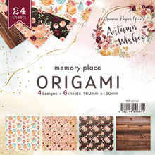 Load image into Gallery viewer, Memory Place - Kawaii Paper Goods Bundle Box - Autumn Wishes. Kawaii Paper Autumn Wishes quarterly bundle includes: 12 double-sided 12x12 inch Cardstock (2 each/6 designs), 1 Pack of Ephemera Die Cut Cardstock, 24 Sheets of 6x6 inch Origami Papers (6 each/4 designs), 1 clear stamp set, 1 roll of Washi tape (1 inch x 5.4 yards) and a bonus set of die-cut chipboard. Available at Embellish Away located in Bowmanville Ontario Canada.