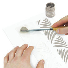 Load image into Gallery viewer, Nuvo - Glimmer Paste - 1.7 oz. Nuvo Glimmer Paste can provide unique variety to your work. Use in combination with any stencil to create dimensional strip designs or bring texture and sparkle to larger areas and projects. The high concentration of glitter is sure to add a vibrant shimmer to whatever you are creating. Available at Embellish Away located in Bowmanville Ontario Canada. Shooting Stars example.