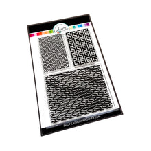 Load image into Gallery viewer, Catherine Pooler - Backgrounds Stamp - Off the Wall. Funky patterns that may have been peeled right off your childhood home's wall, the Off the Wall Stamp Set is great for a pop of texture. These three large patterned stamps will create a fun focal point for your card. Use them as background elements and pop the addition of a main image like one of the light bulbs in the Bright Days Stamp Set. Available at Embellish Away located in Bowmanville Ontario Canada.