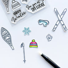 Cargar imagen en el visor de la galería, Catherine Pooler - Stamps & Dies - On The Slopes. It's time to hit the slopes! The On the Slopes Stamp Set is full of outdoor winter sport icons and gear, complete with hot cocoa! Available at Embellish Away located in Bowmanville Ontario Canada.