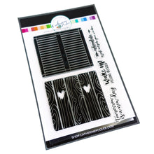 Load image into Gallery viewer, Catherine Pooler - Stamp Set - Outside Your Window. The Outside your Window Stamp Set was inspired by European cottages with flower boxes in their windows. Designed by Lisa Kirkbride. Catherine Pooler clear stamp sets are made out of high quality photopolymer. They cling easily to our acrylic grid stamping blocks. Available at Embellish Away in Bowmanville Ontario Canada.