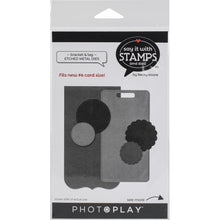Cargar imagen en el visor de la galería, PhotoPlay - Say It With Stamps Die Set - #6 Bracket & Tag. This die set will add beautiful accents to greeting cards, scrapbook pages, papercrafts and more. This package contains a set of six etched metal dies. Sizes range from 1.25 inches by 1.25 inches to 3.25 inches by 6 inches. Imported. Available at Embellish Away located in Bowmanville Ontario Canada.