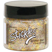 Load image into Gallery viewer, Ranger - Stickles Glitter Gels - Select from dropdown. Stickles Glitter Gels are easily spreadable and work great applied through a stencil or directly to surface. Assorted sizes and shapes of glitter make crafts, mixed media and more truly sparkle! This package contains 1oz of glitter gel. Available at Embellish Away located in Bowmanville Ontario Canada. Nebula.