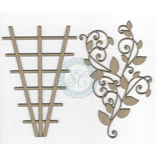 Load image into Gallery viewer, Scrapaholics - Laser Cut Chipboard 2mm Thick - Layered Trellis - 2/Pkg. Size 6"X4". These chipboard shapes with detailed laser cut designs are perfect for complementing all your crafting projects! This package contains two pieces (1 trellis and 1 vine leaf flourish). This design is amazing when combined or used as separate pieces. Available at Embellish Away located in Bowmanville Ontario Canada.