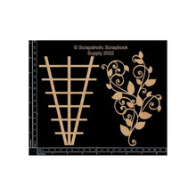 Load image into Gallery viewer, Scrapaholics - Laser Cut Chipboard 2mm Thick - Layered Trellis - 2/Pkg. Size 6"X4". These chipboard shapes with detailed laser cut designs are perfect for complementing all your crafting projects! This package contains two pieces (1 trellis and 1 vine leaf flourish). This design is amazing when combined or used as separate pieces. Available at Embellish Away located in Bowmanville Ontario Canada.
