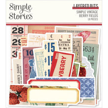 Load image into Gallery viewer, Simple Stories - Bits & Pieces Die-Cuts - 18/Pkg - Simple Vintage Berry Fields - Layered. Die-Cuts are a great addition to scrapbook pages, greeting cards and more! The perfect embellishment for all your paper crafting needs! Available at Embellish Away located in Bowmanville Ontario Canada.