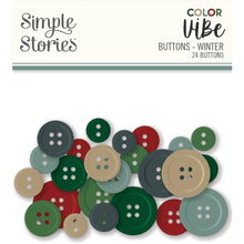 Cargar imagen en el visor de la galería, Simple Stories - Color Vibe Buttons - 24/Pkg - Winter. The perfect addition to scrapbook pages, greeting cards and more! This package contains Simple Stories Color Vibe Buttons Winter, 24 Plastic Buttons - 6 colors 4 sizes, 6 of each size. Imported. Available at Embellish Away located in Bowmanville Ontario Canada.