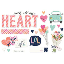 Cargar imagen en el visor de la galería, Simple Stories - Simple Pages Page Pieces - With All My Heart - Happy Hearts. This package includes 18 Large Die Cut Cardstock Pieces. Available at Embellish Away located in Bowmanville Ontario Canada.