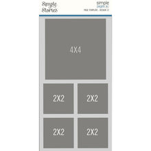 Cargar imagen en el visor de la galería, Simple Stories - Simple Pages Page Template - Design 12. This package includes (1) 1-4"X4" & 4-2"X2". Simple Pages Page Templates will be your new go-to tool for quick and easy scrapbooking. This reusable plastic template helps you design a layout in minutes. Available at Embellish Away located in Bowmanville Ontario Canada.