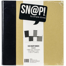 Cargar imagen en el visor de la galería, Simple Stories - Sn@p! Binder 6X8 - Black. The perfect binder for showcasing all your photos and more! This package contains one 8.75x9x3 inch binder with eight pages, one pocket and 12 pocket pages. Acid and lignin free. Imported. Available at Embellish Away located in Bowmanville Ontario Canada.