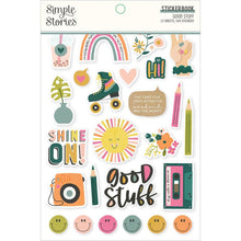 Load image into Gallery viewer, Simple Stories - Sticker Book 12/Sheets - Good Stuff - 549/Pkg. A one of a sicker collection all about the wonder of you and your everyday life! Each individual 5.5 x 8.75 sticker book includes 12 sticker sheets and 549 stickers in a variety of sizes, shapes and designs. Stickers are perfect for paper crafting projects, scrapbooking, card making, planning, home decor and more! Imported. Available at Embellish Away located in Bowmanville Ontario Canada.