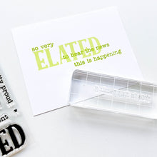 Load image into Gallery viewer, Catherine Pooler - Sentiments Stamp Set - So Very Elated. The news is great...share in their excitement with the So Very Elated 3x4 Sentiments Stamp Set. Available at Embellish Away located in Bowmanville Ontario Canada.