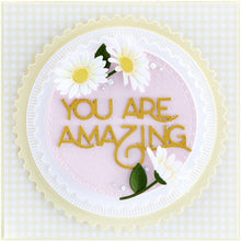 Load image into Gallery viewer, Spellbinders - Etched Dies By Becca Feeken - Postage Edge Circles. Postage Edge Circles Etched Dies are from the Postage Edge Shapes Collection by Becca Feeken and has eight thin metal cutting dies. Available at Embellish Away located in Bowmanville Ontario Canada. Card by brand ambassador.