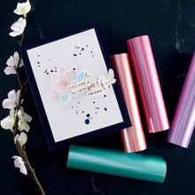 Charger l'image dans la galerie, Spellbinders - Glimmer Foil Variety Pack - 4/Pkg - Satin Pastels. Satin Pastels Variety Pack comes in four different colors. Each roll is 15-foot with a width of 5-inches. Colors include Pastel Peach, Pastel Lavender, Pastel Mint, and Pastel Pink. Available at Embellish Away located in Bowmanville Ontario Canada. Card example by brand ambassador.