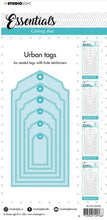 Cargar imagen en el visor de la galería, Studio Light - Cutting Die Urban Tag Essentials - 105x210x1mm 1 pc - nr.105. This set of cutting dies cuts 6 different sized nested tags and also includes hole reinforcers. These handy tags are a great addition to cards and scrapbook layouts. Size: 4.1" x 8.3 inches. Available at Embellish Away located in Bowmanville Ontario Canada.