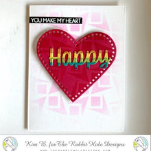 Charger l'image dans la galerie, The Rabbit Hole Designs - Die Set - Happy - Scripty Word with Shadow. The Rabbit Hole Designs dies are made of durable 100% steel. Usable in nearly every machine on the market! Use on cardstock, felt, fabric or shrink plastic. You can use wafer thin dies to cut, stencil, emboss and create! Made in the USA. Available at Embellish Away located in Bowmanville Ontario Canada. Card design by Kim B.
