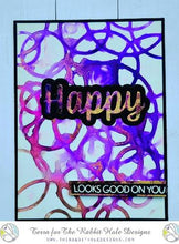 Charger l'image dans la galerie, The Rabbit Hole Designs - Die Set - Happy - Scripty Word with Shadow. The Rabbit Hole Designs dies are made of durable 100% steel. Usable in nearly every machine on the market! Use on cardstock, felt, fabric or shrink plastic. You can use wafer thin dies to cut, stencil, emboss and create! Made in the USA. Available at Embellish Away located in Bowmanville Ontario Canada. Card design by Terra.