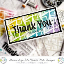 Charger l'image dans la galerie, The Rabbit Hole Designs - Die Set - Thanks - Scripty Word with Shadow. The Rabbit Hole Designs dies are made of durable 100% steel Usable in nearly every machine on the market! Use on cardstock, felt, fabric or shrink plastic. You can use wafer thin dies to cut, stencil, emboss and create! Made in the USA. Available at Embellish Away located in Bowmanville Ontario Canada. Card designed by Shanna S.