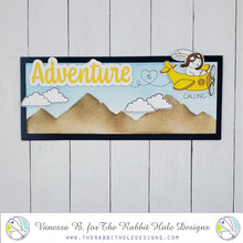 Load image into Gallery viewer, The Rabbit Hole Designs - Dies - Adventure. This package includes 2 dies, 1 shadow and 1 script. Coordinates with Adventure - Scripty 3x4 Stamp Set. Available at Embellish Away located in Bowmanville Ontario Canada. Card design by Vanessa B.